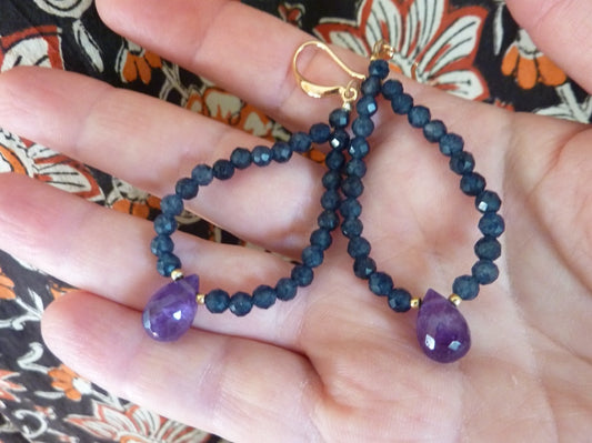 Orion | Boucles d’oreilles de calcédoine et d'améthyste