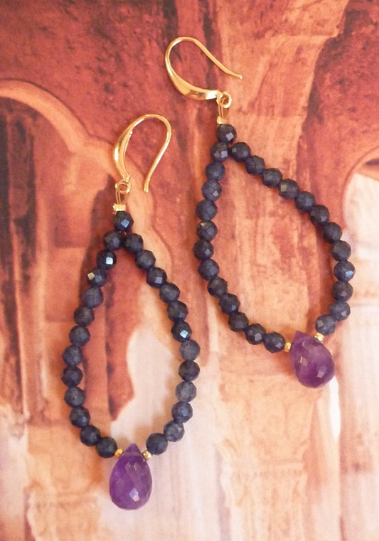 Orion | Boucles d’oreilles de calcédoine et d'améthyste