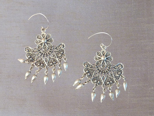 Maharani chandi | Grandes boucles d’oreilles lustre argent