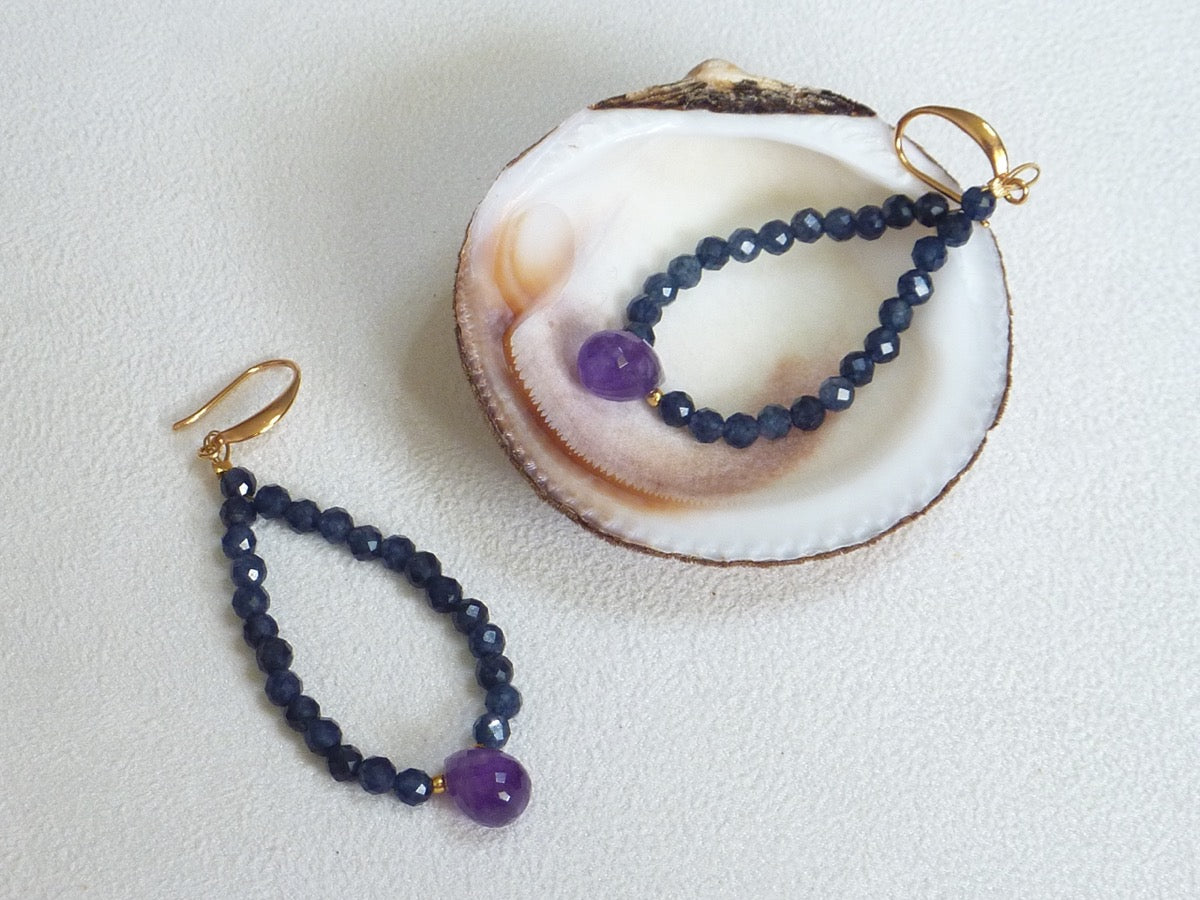 Orion | Boucles d’oreilles de calcédoine et d'améthyste
