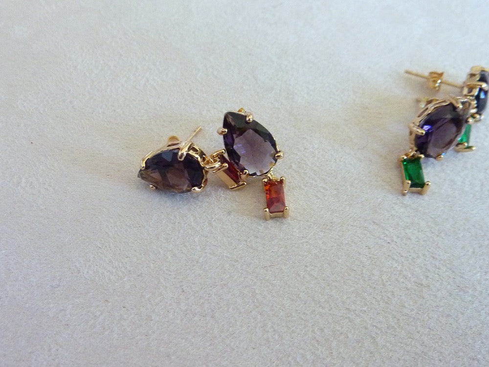 Raki | Boucles d'oreilles de cristaux colorés