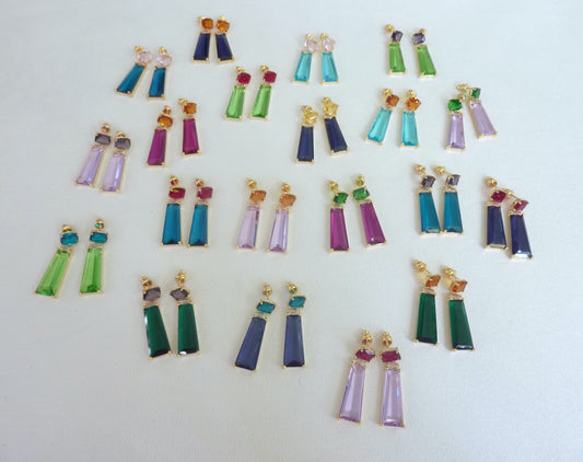 Breakfast at Tiffany's | Boucles d'oreilles de cristaux colorés, plaqué or