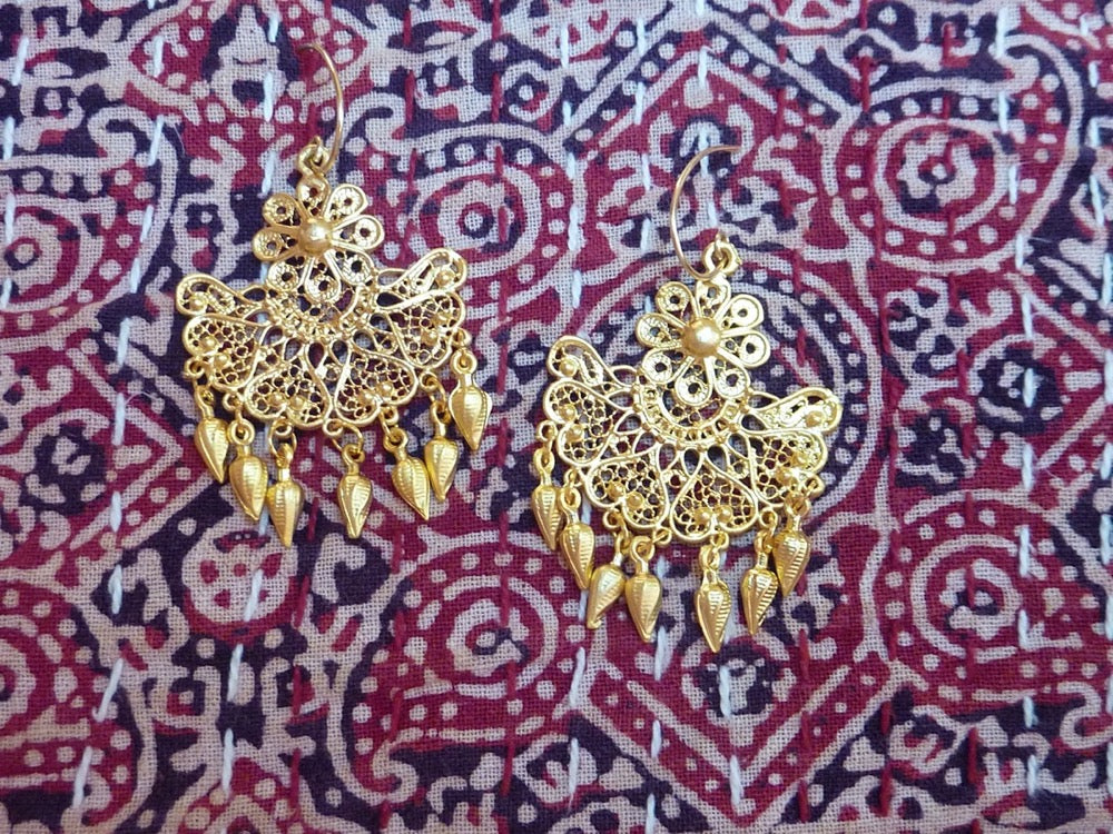 Maharani gold | Grandes boucles d’oreilles lustre dorées