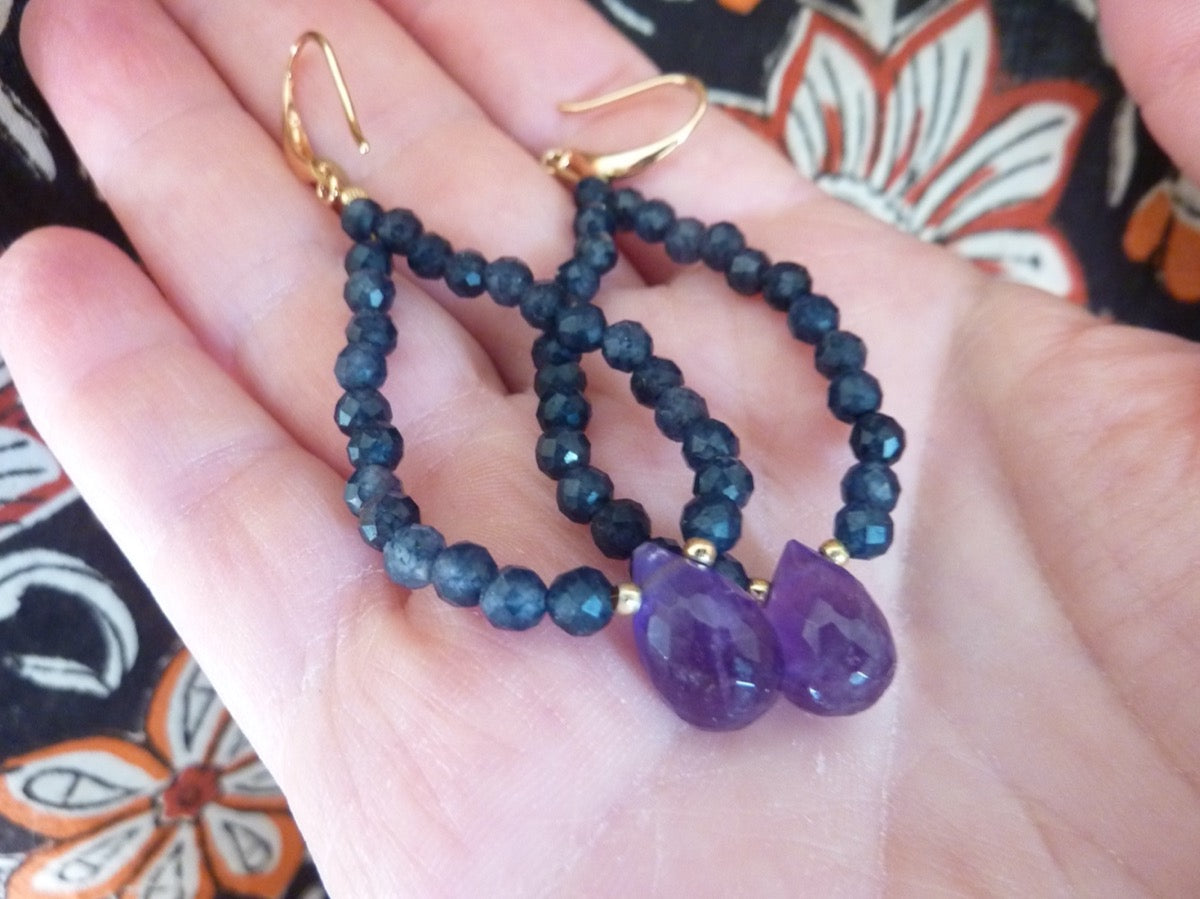 Orion | Boucles d’oreilles de calcédoine et d'améthyste
