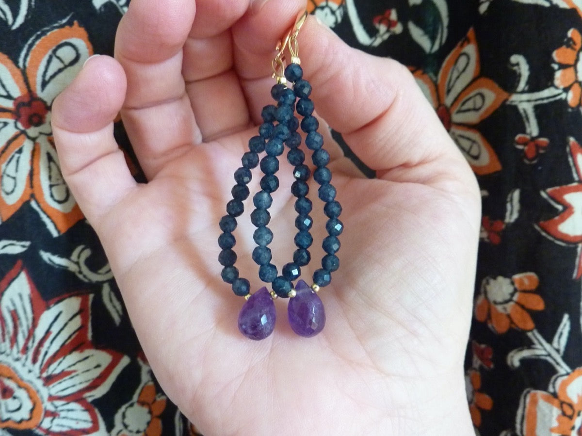 Orion | Boucles d’oreilles de calcédoine et d'améthyste