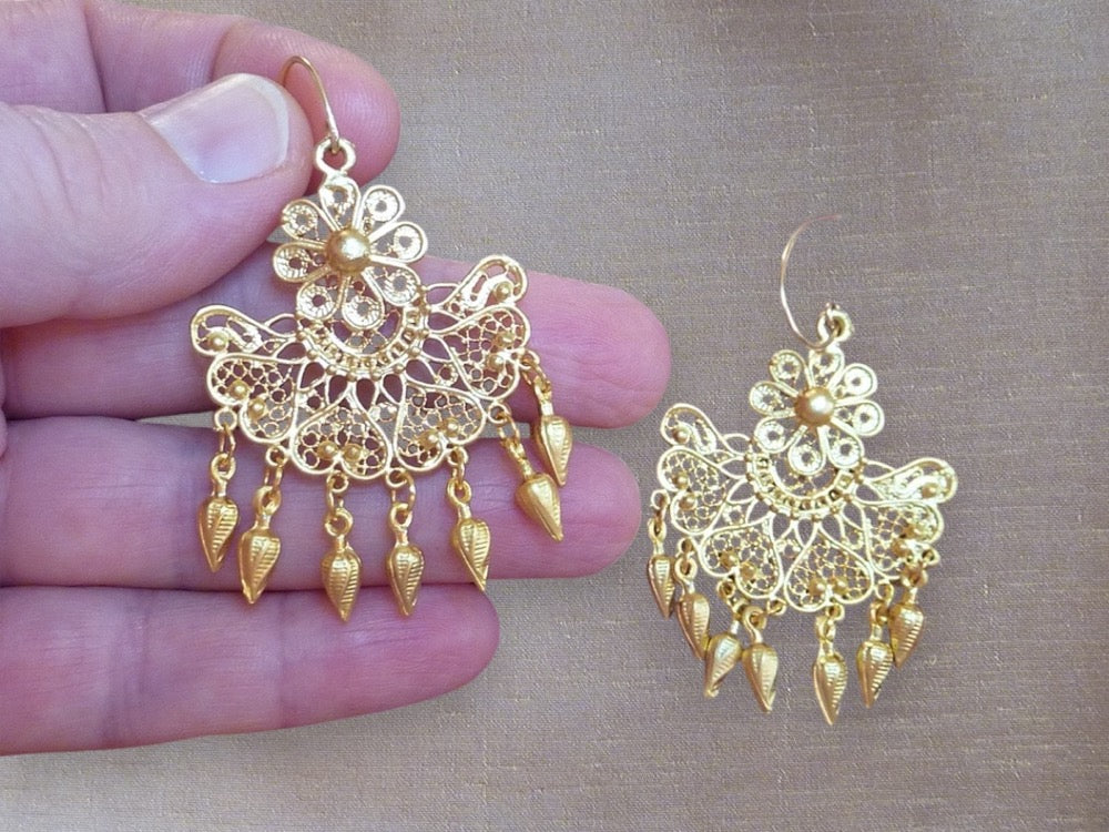 Maharani gold | Grandes boucles d’oreilles lustre dorées