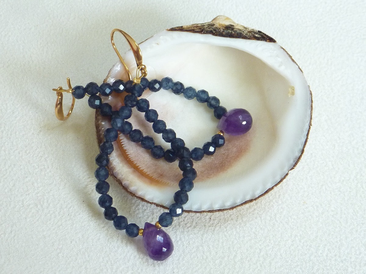 Orion | Boucles d’oreilles de calcédoine et d'améthyste
