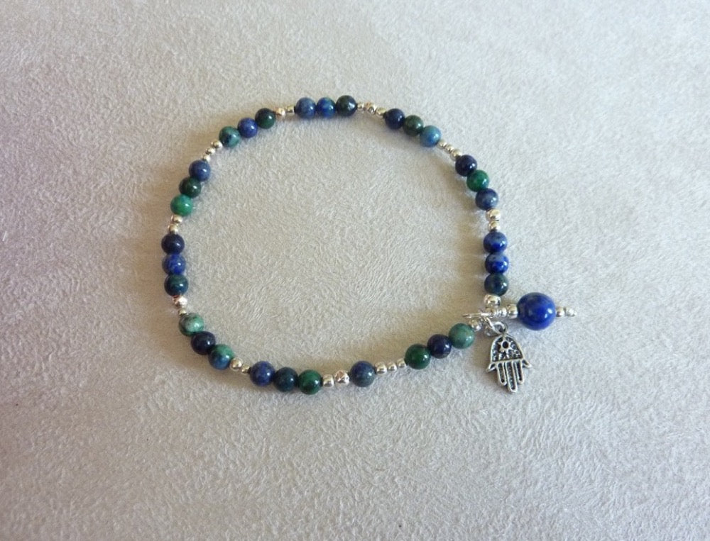 Fine bracelet of silver beads and semi-precious stones