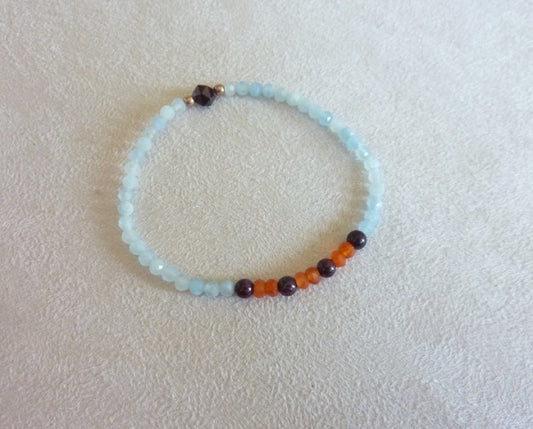 Aasha | Bracelet d'aigue-marine, cornaline et grenat almandin