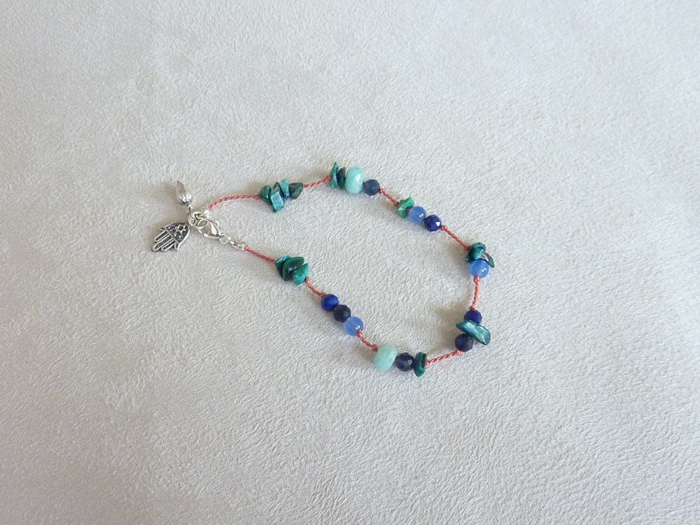 Kanthamani | Bracelet fin de pierres nouées amazonite