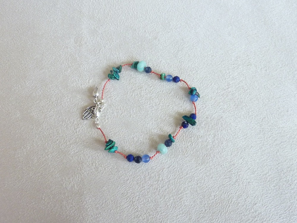 Kanthamani | Bracelet fin de pierres nouées amazonite