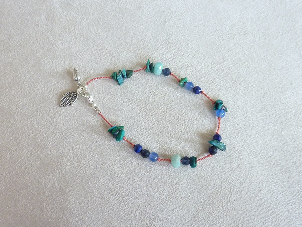 Kanthamani | Bracelet fin de pierres nouées amazonite