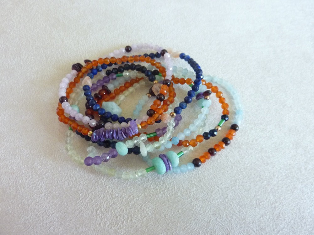 Nadi (la rivière | Bracelet d'amazonite, de préhnite et de charoïte