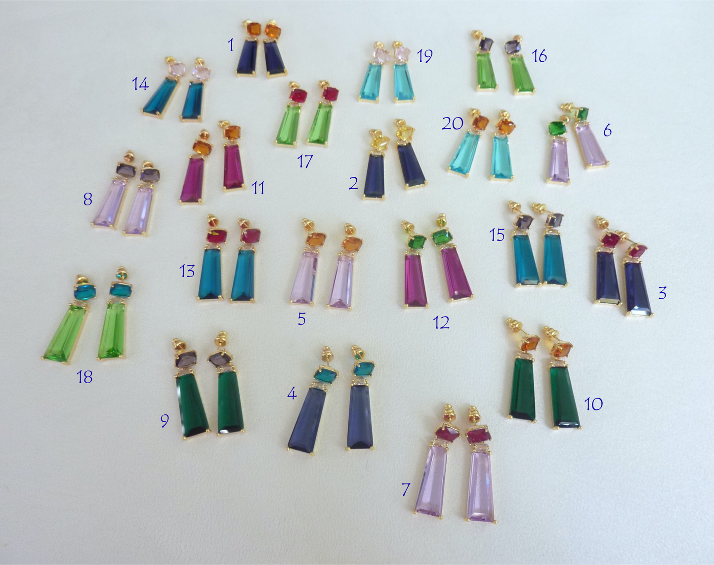 Breakfast at Tiffany's | Boucles d'oreilles de cristaux colorés, plaqué or