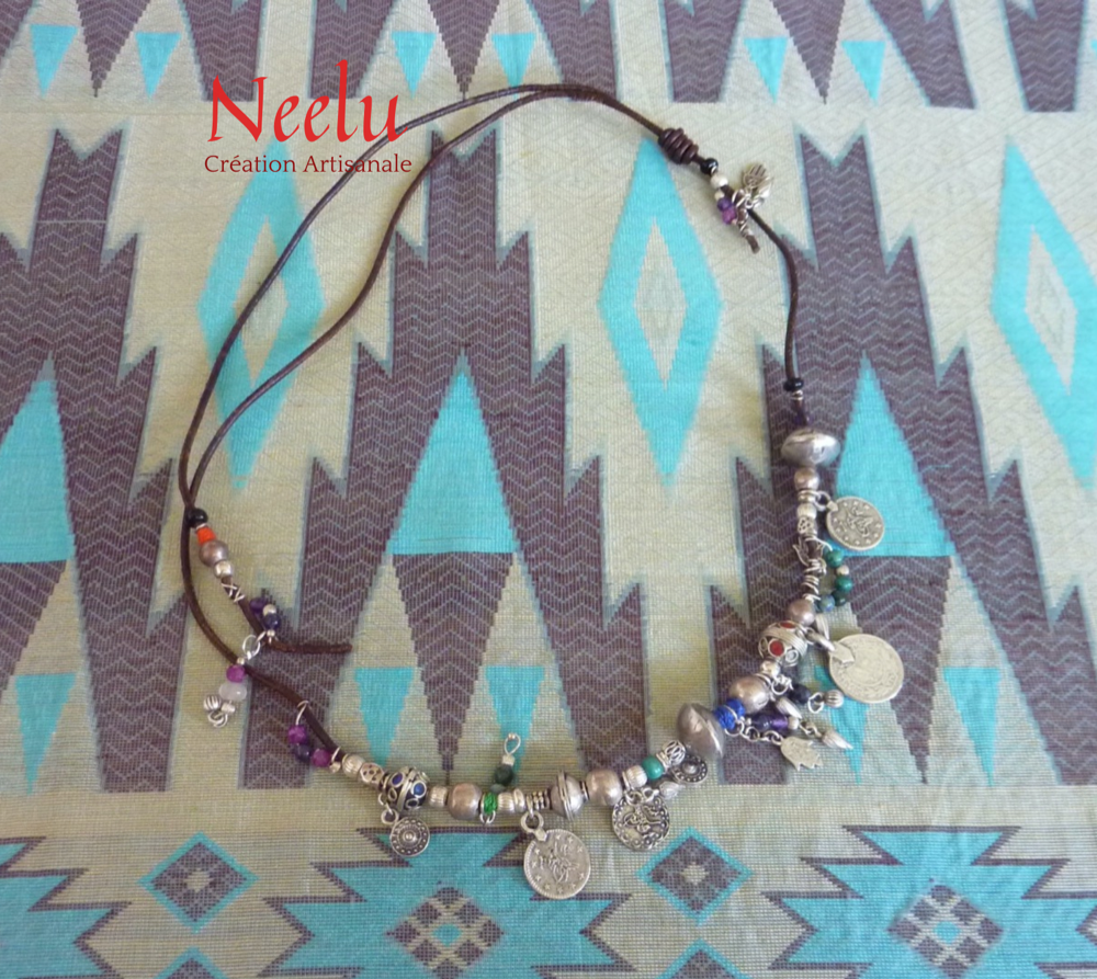 Kohinoor | Collier - bracelet de breloques de pierres et d’argent