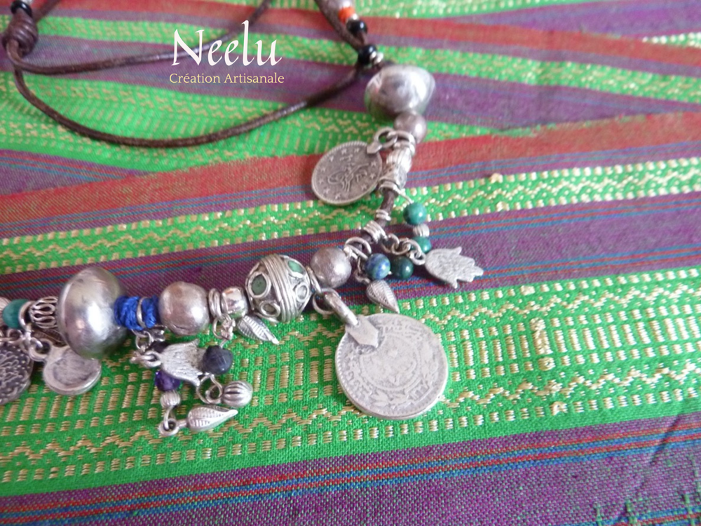 Kohinoor | Collier - bracelet de breloques de pierres et d’argent