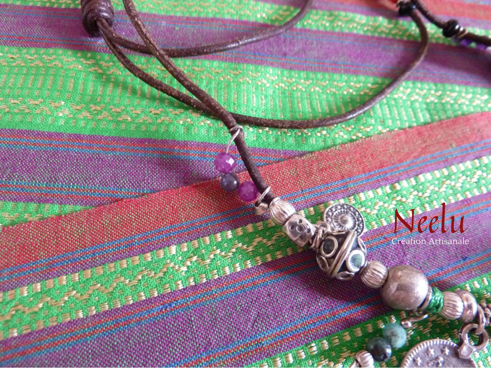 Kohinoor | Collier - bracelet de breloques de pierres et d’argent