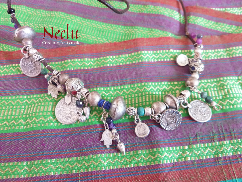 Kohinoor | Collier - bracelet de breloques de pierres et d’argent