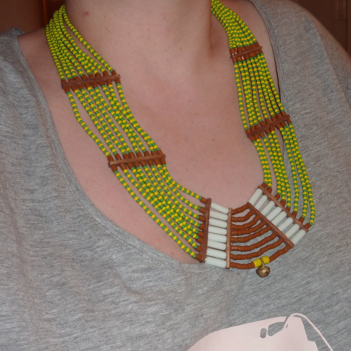 Indian Ethnic | Grand collier tribal multi-rangs vert