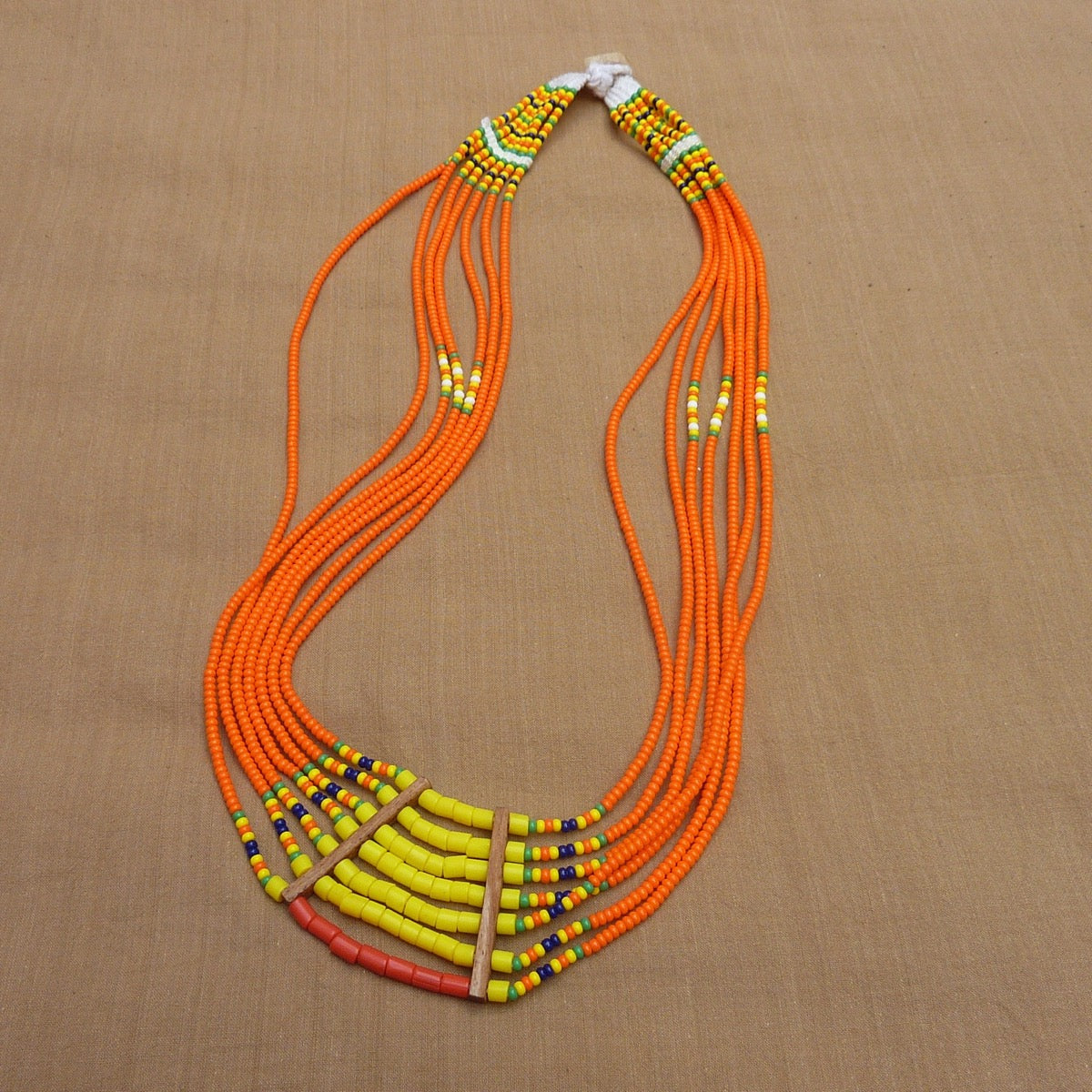 Indian Ethnic | Collier ethnique multi-rangs orange