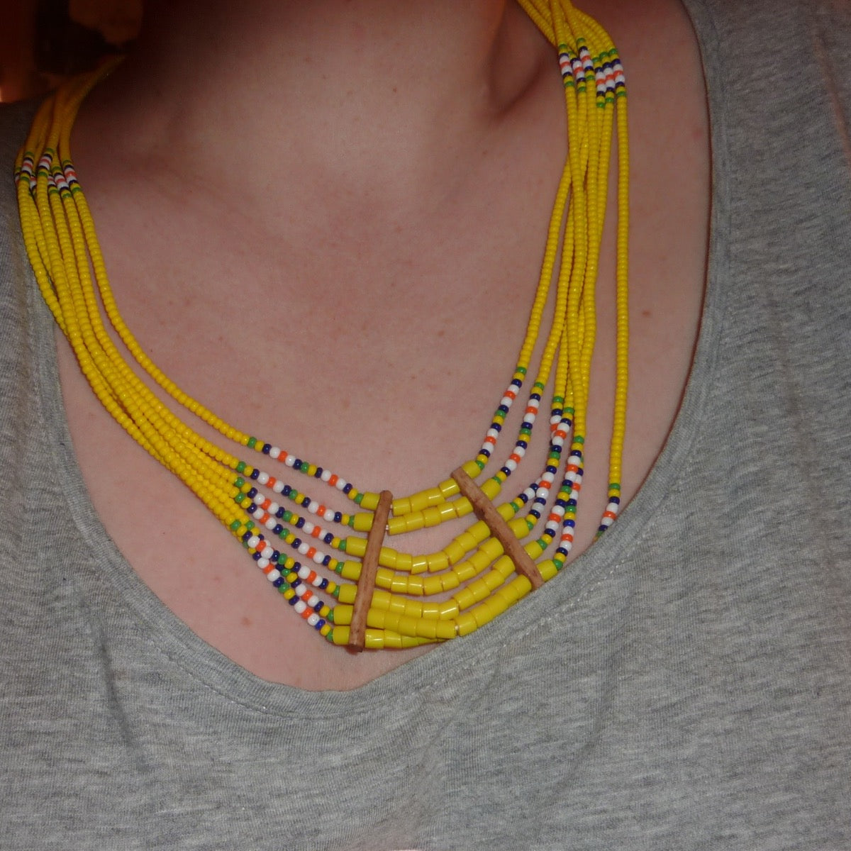 Indian Ethnic | Collier ethnique multi-rangs jaune