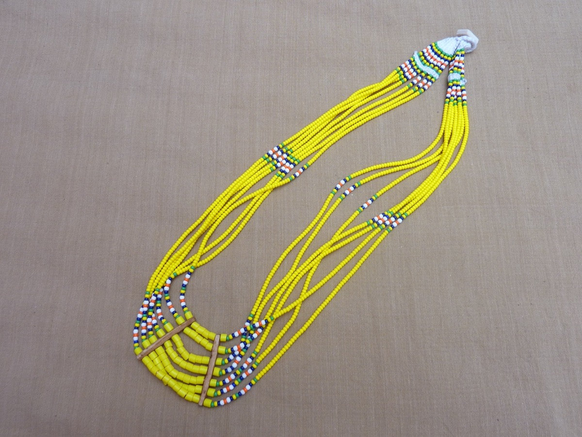 Indian Ethnic | Collier ethnique multi-rangs jaune