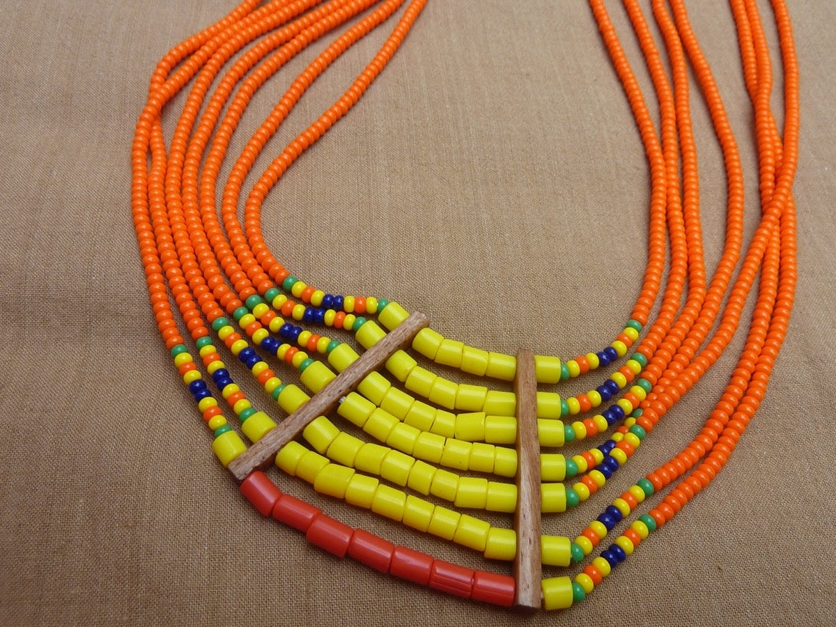 Indian Ethnic | Collier ethnique multi-rangs orange