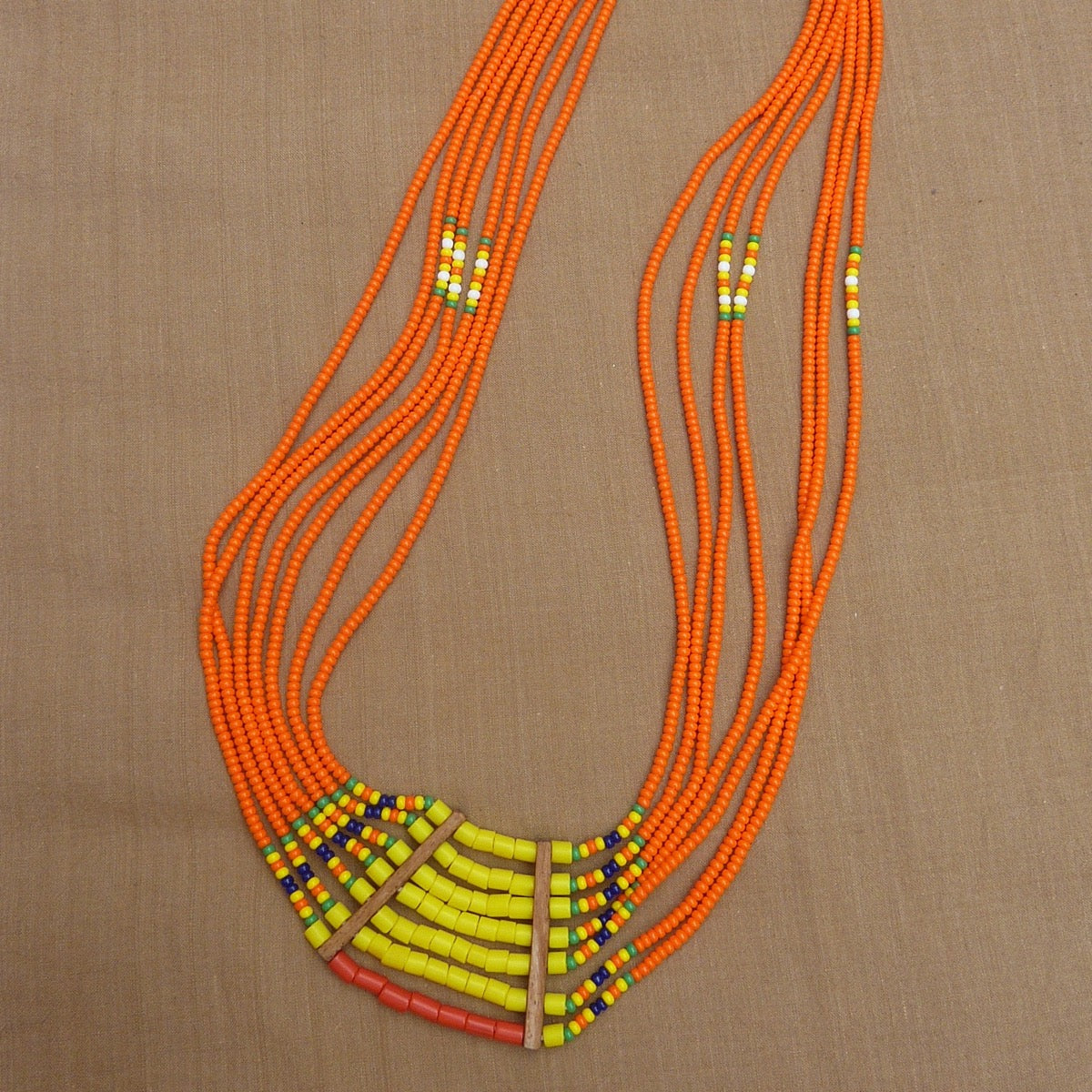 Indian Ethnic | Collier ethnique multi-rangs orange