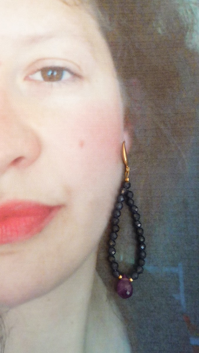 Orion | Boucles d’oreilles de calcédoine et d'améthyste