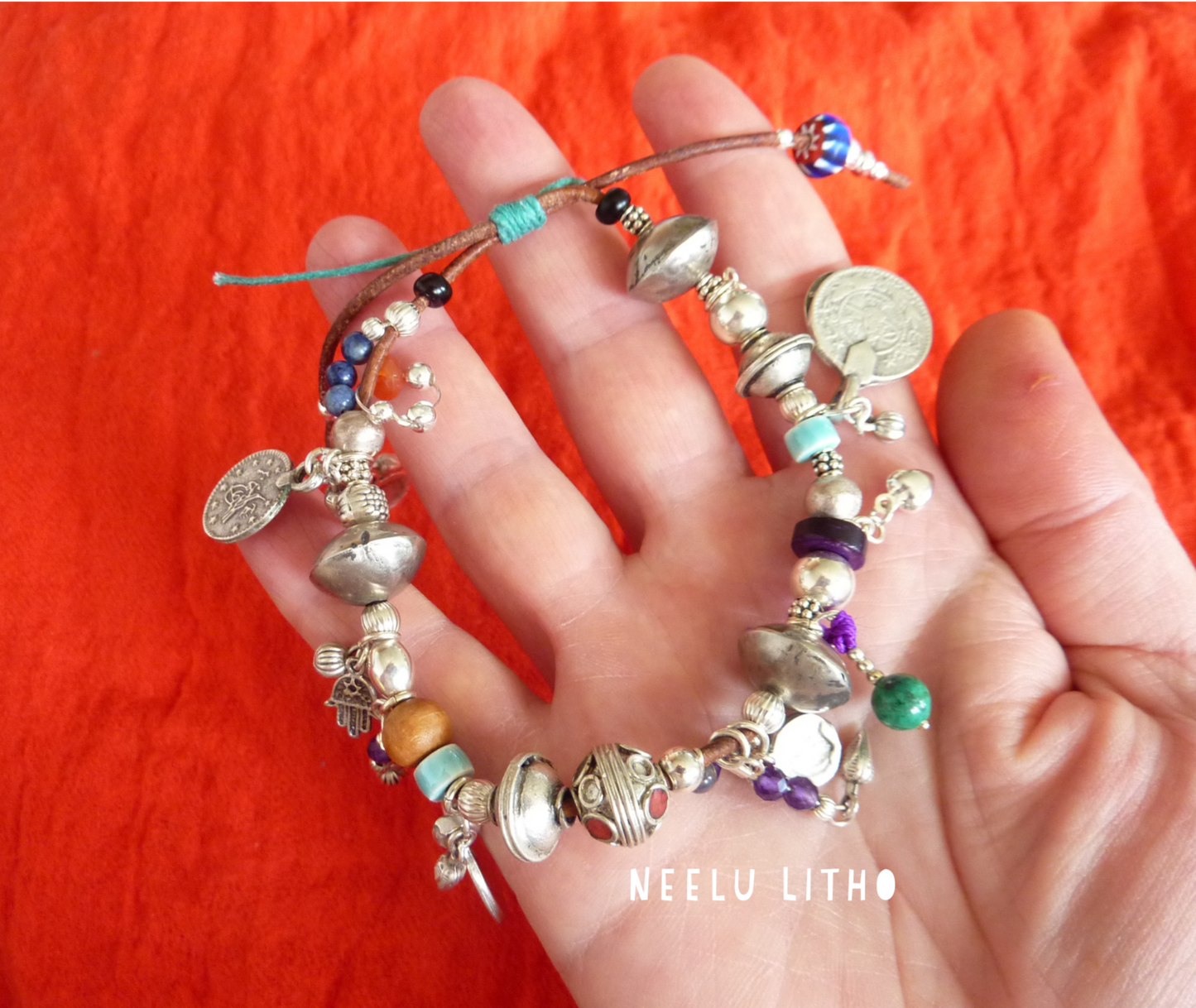 Bracelet tzigane - argent, perles ethniques - pièce unique - sur commande 48-72h