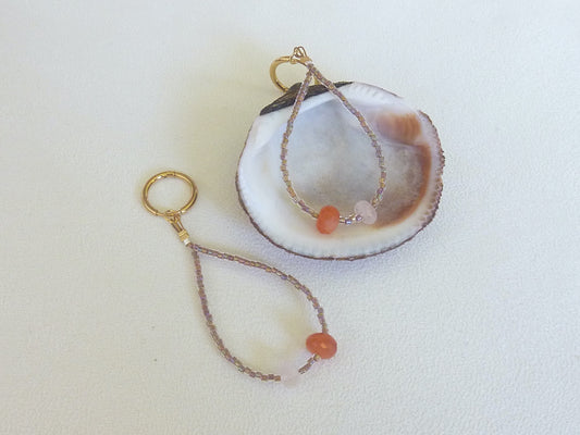 Esmée | Boucles d’oreilles miyuki, cornaline et quartz rose